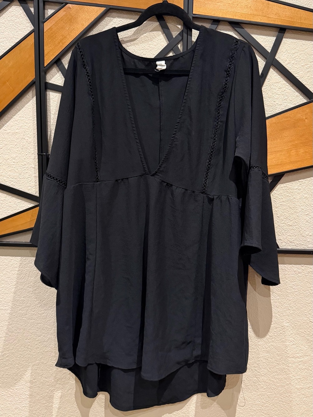 Women's Asymmetrical Black V-Neck Tunic Dress